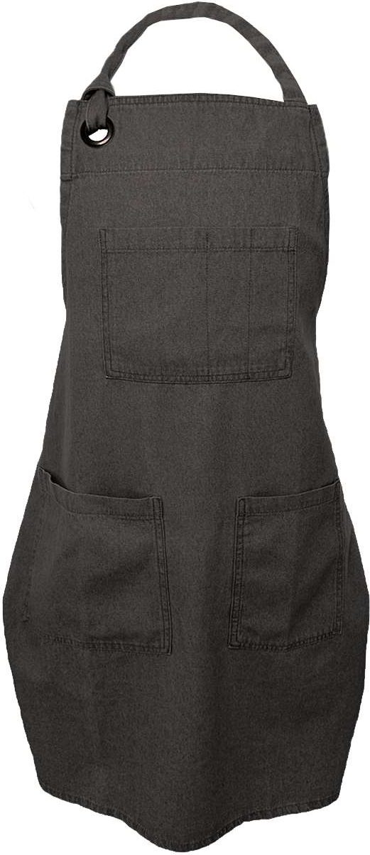 Front View of Black Denim 5-Pocket Recycled Cotton Denim Apron - 5511