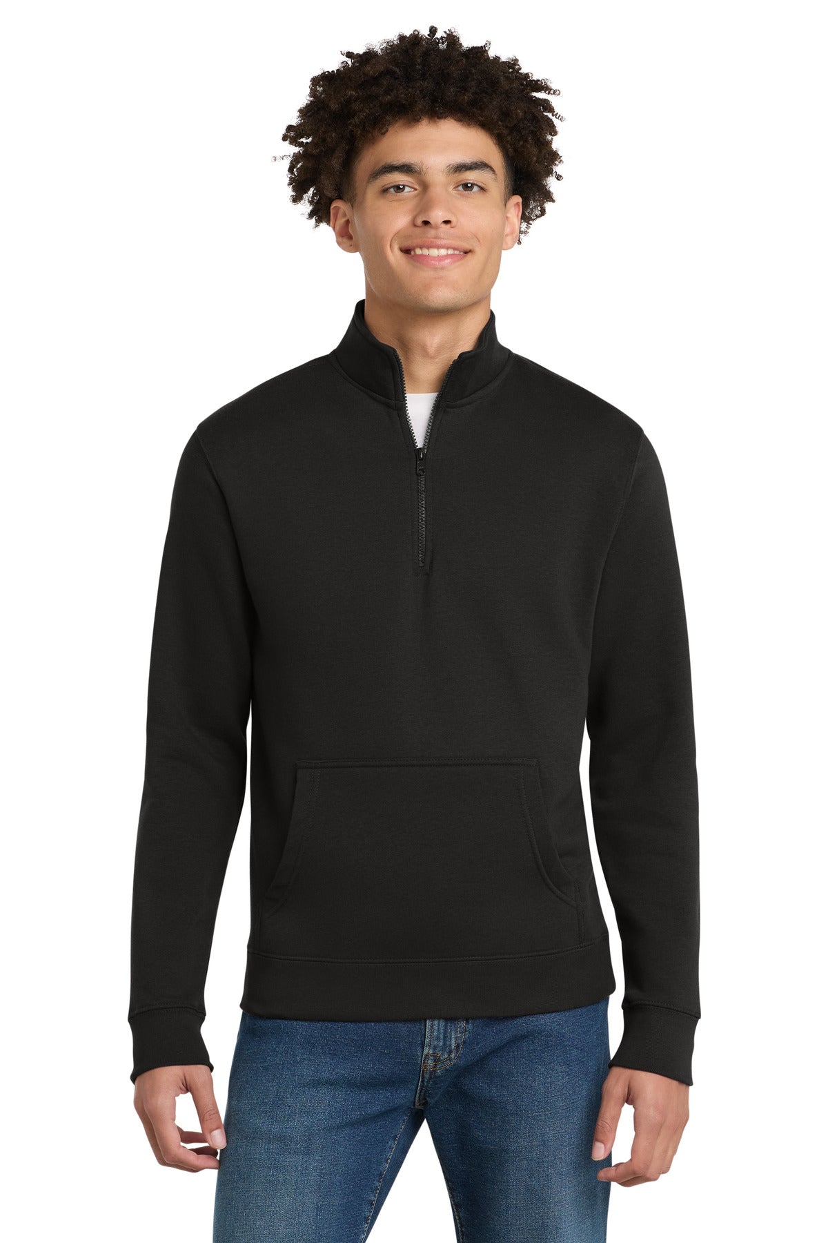 Front View of Black District V.I.T. Fleece 1/4-Zip DT6106