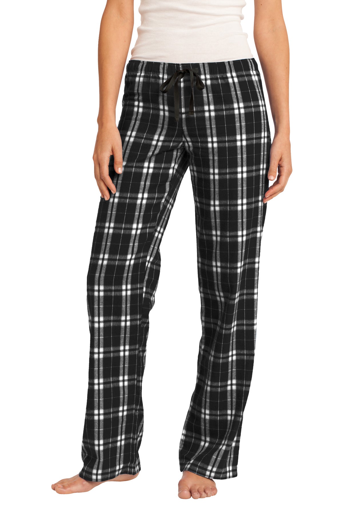 Front View of Black District Women's Flannel Plaid Pant. DT2800