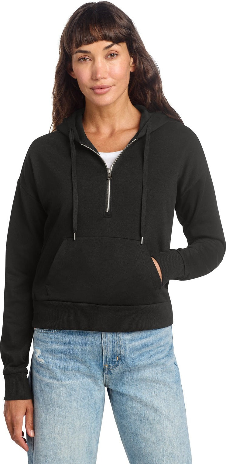 Front View of Black District Women's Perfect Tri Fleece 1/2-Zip Pullover DT1311