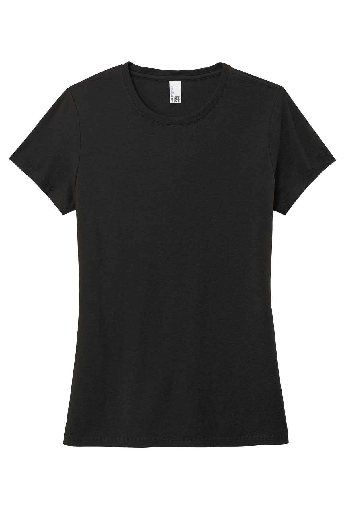 Front View of Black District Women's Perfect Tri Tee. DM130L