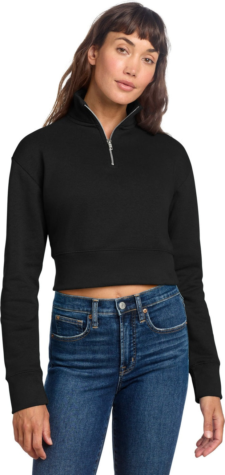 Front View of Black District Women's V.I.T. Fleece 1/2-Zip DT6111