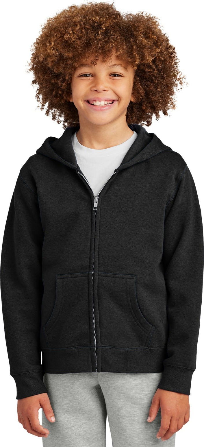 Front View of Black District Youth V.I.T. Fleece Full-Zip Hoodie DT6102Y