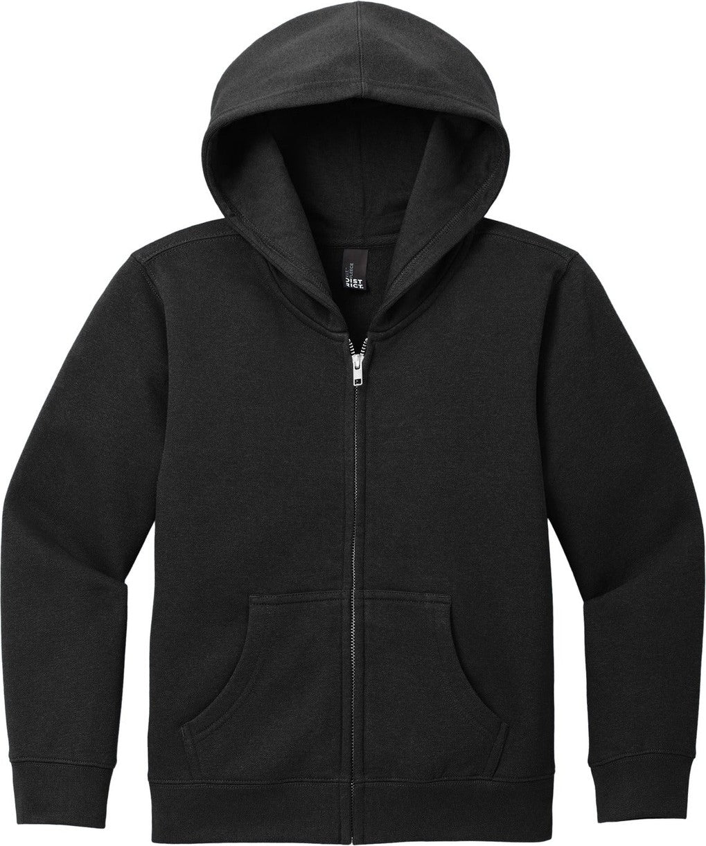 Front View of Black District Youth V.I.T. Fleece Full-Zip Hoodie DT6102Y