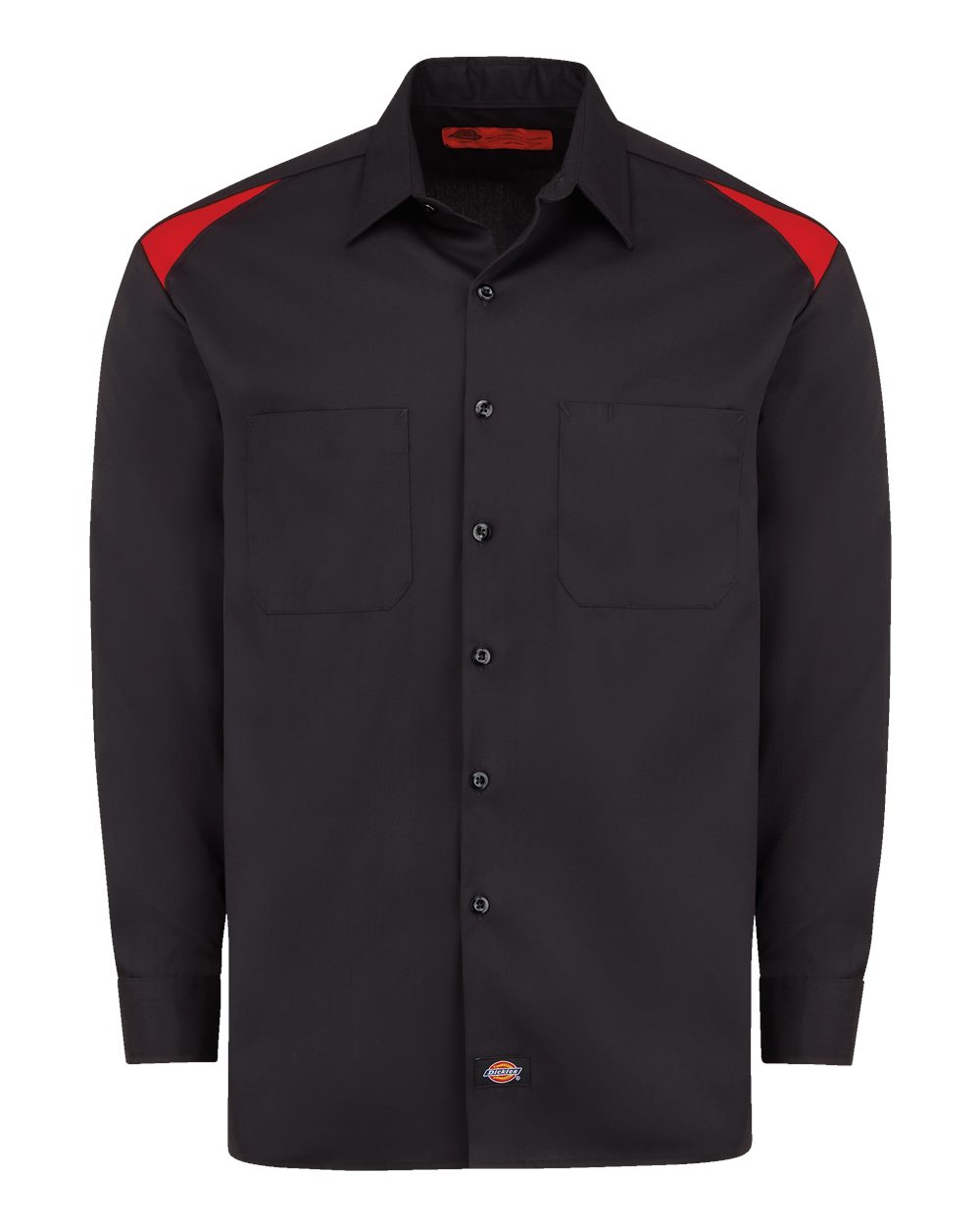 Front View of Black/ English Red Long Sleeve Performance Team Shirt - Tall Sizes - 6605T