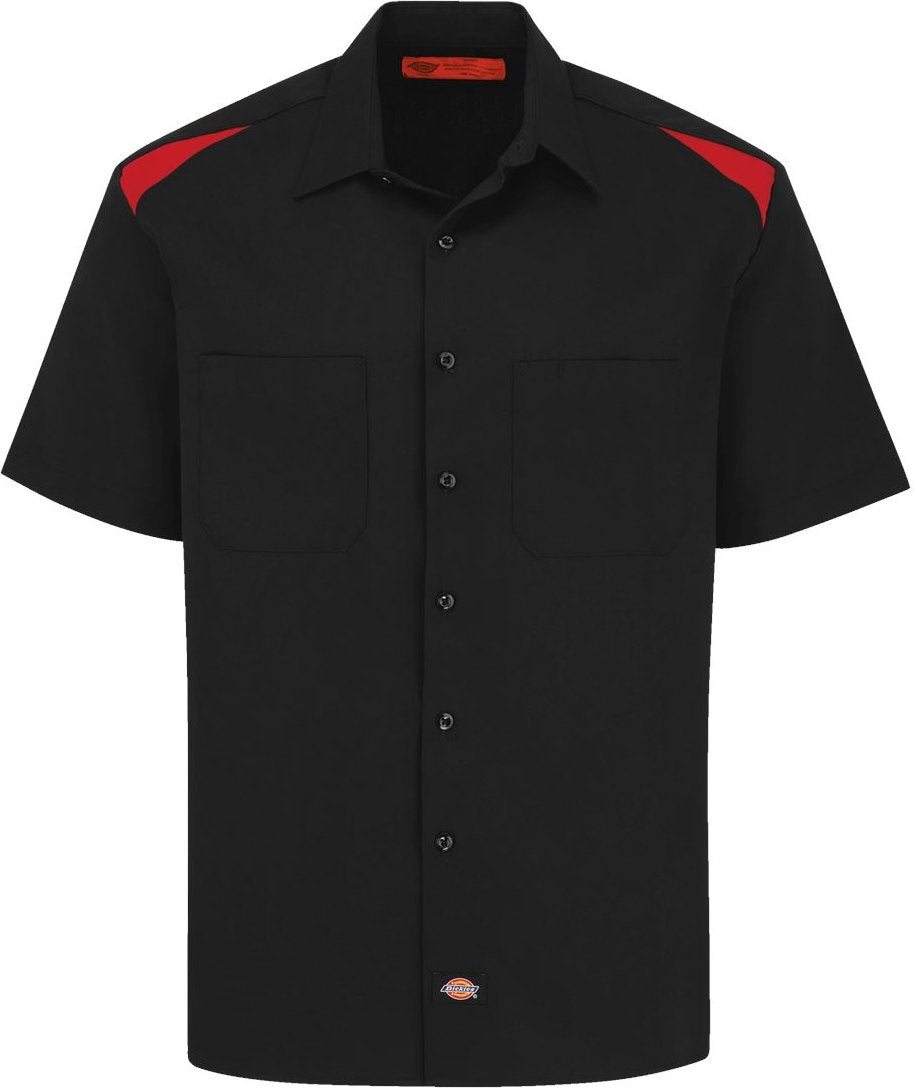 Front View of Black/ English Red Short Sleeve Performance Team Shirt - Tall Sizes - 05T