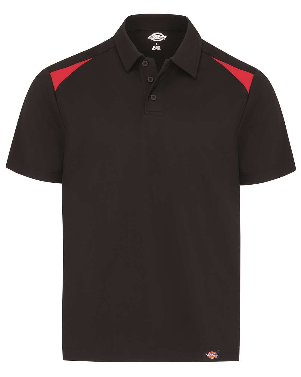 Black/ English Red Team Performance Short Sleeve Work Shirt - LS66