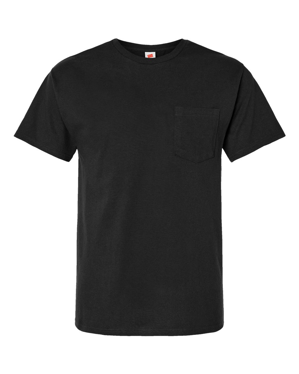Front View of Black Essential-T Pocket T-Shirt - 5290P