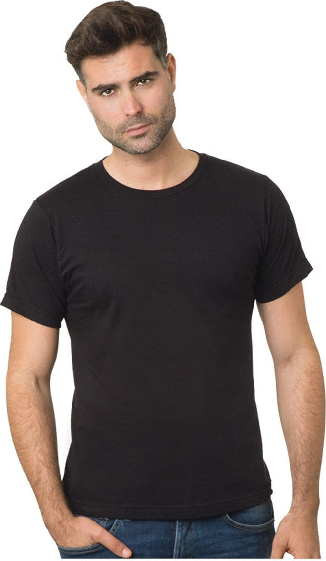 Front View of Black Fine Jersey T-Shirt - 9500