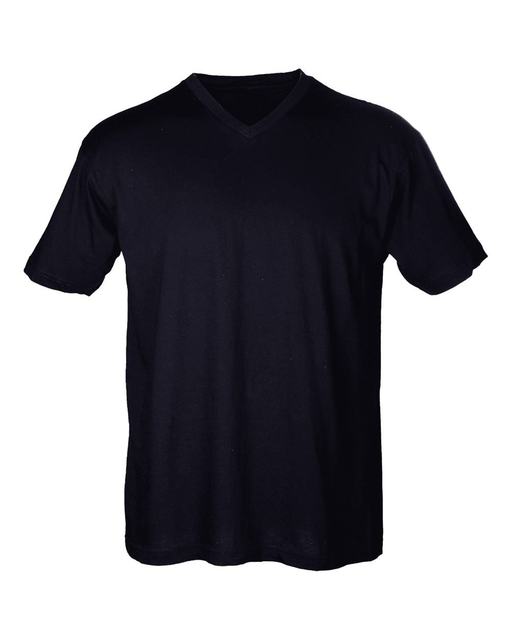 Front View of Black Fine Jersey V-Neck T-Shirt - 206