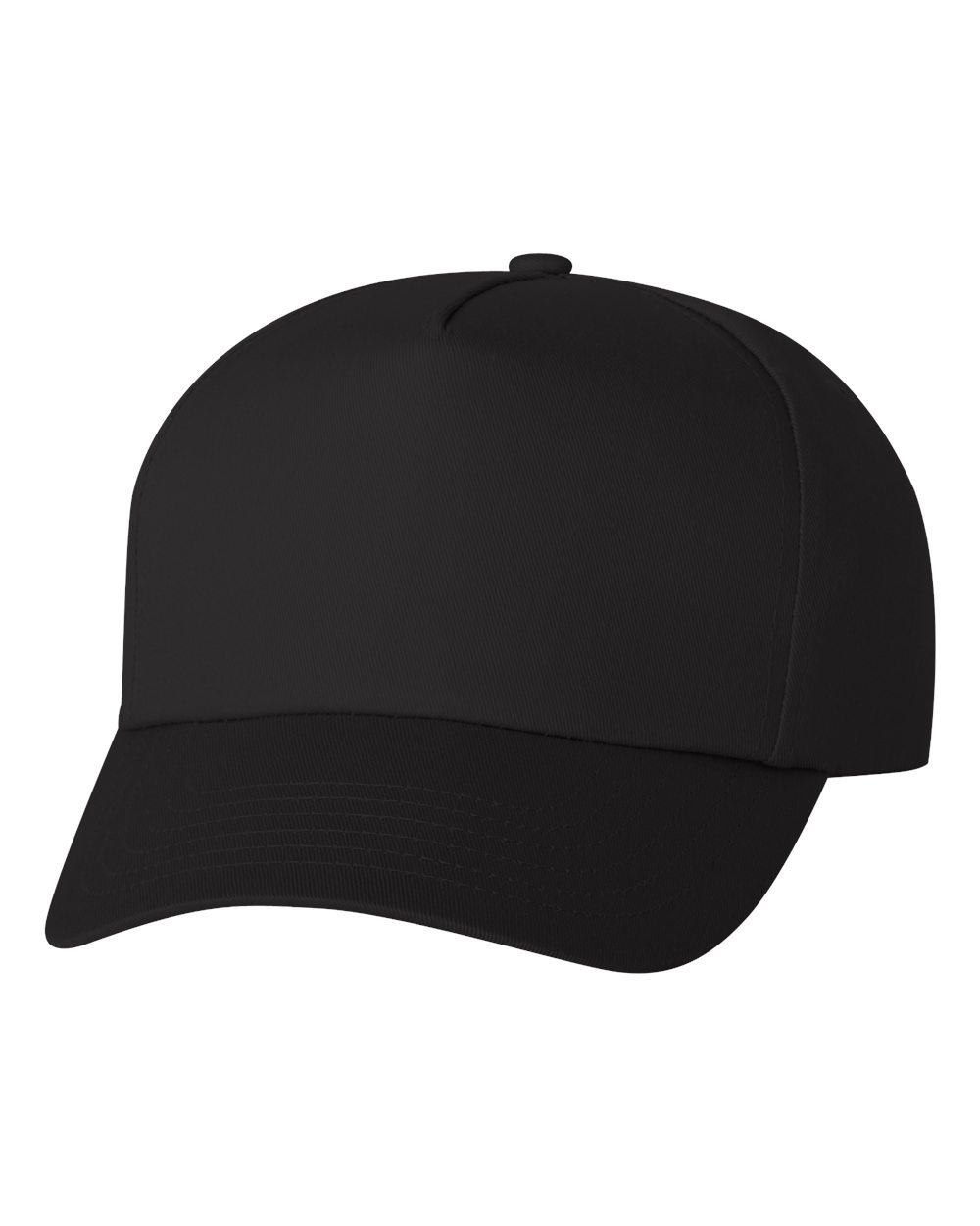 Black Five-Panel Twill Cap - 8869