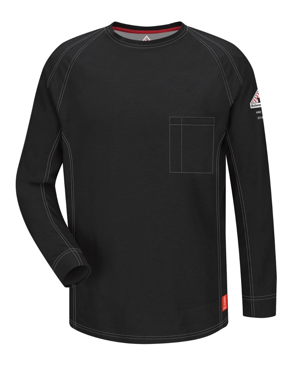 Front View of Black Flame Resistant Long Sleeve Shirt - Tall Sizes - QT32T