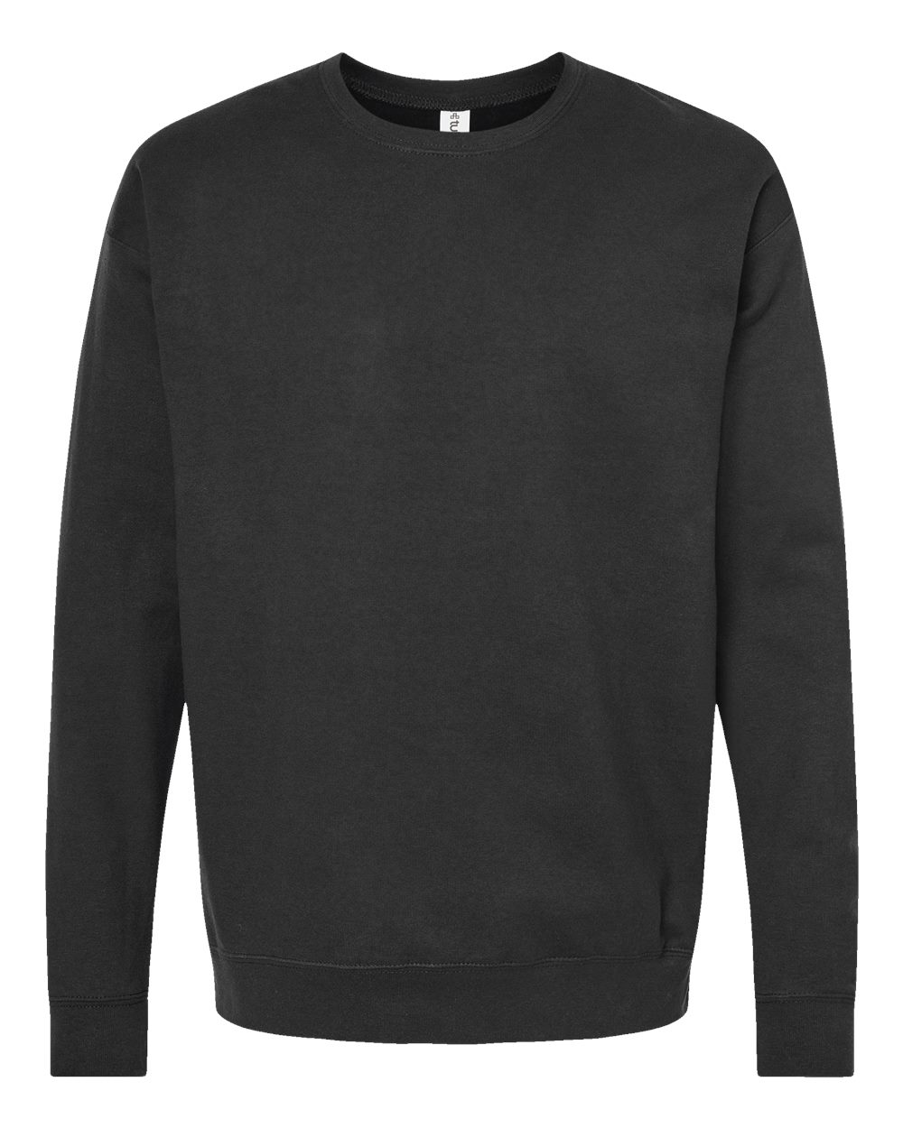 Front View of Black Fleece Crewneck Sweatshirt - 340