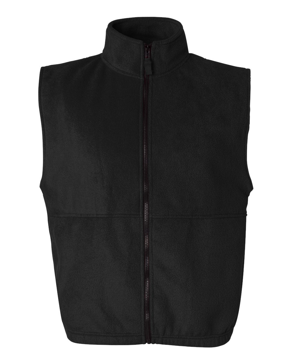Front View of Black Fleece Full-Zip Vest - 3010