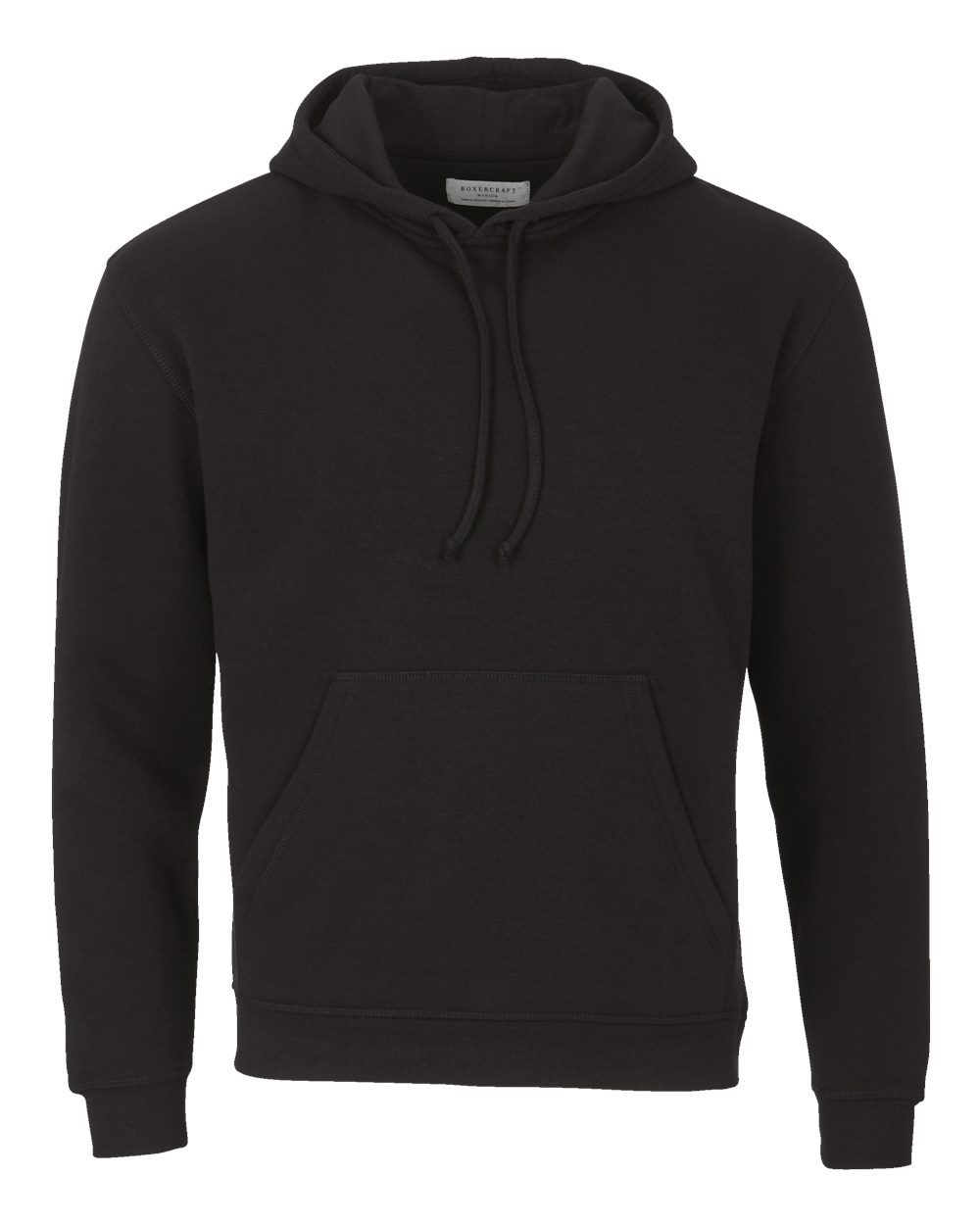 Front View of Black Fleece Hooded Pullover - BM5302