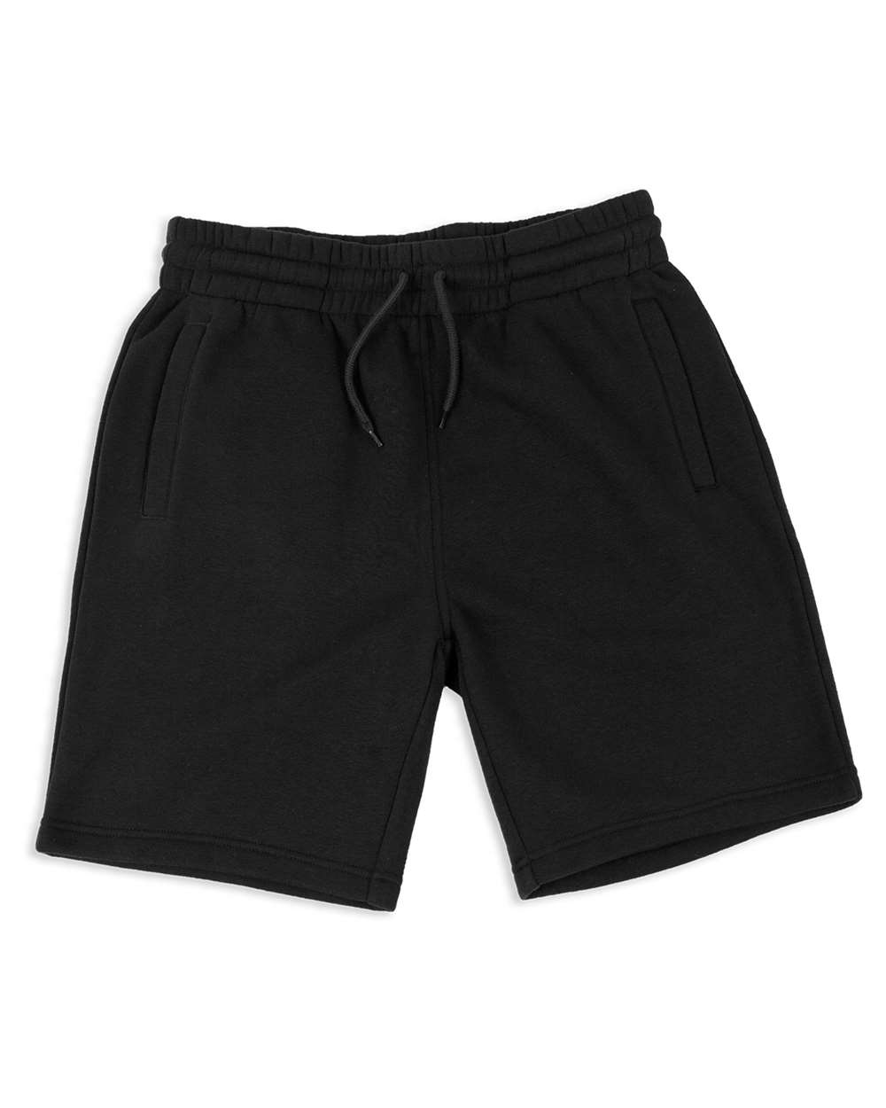 Front View of Black Fleece Jogger Shorts - SHFJS