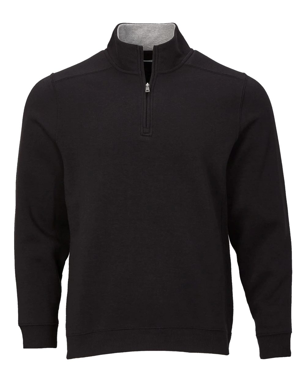 Front View of Black Fleece Quarter-Zip Pullover - BM5202