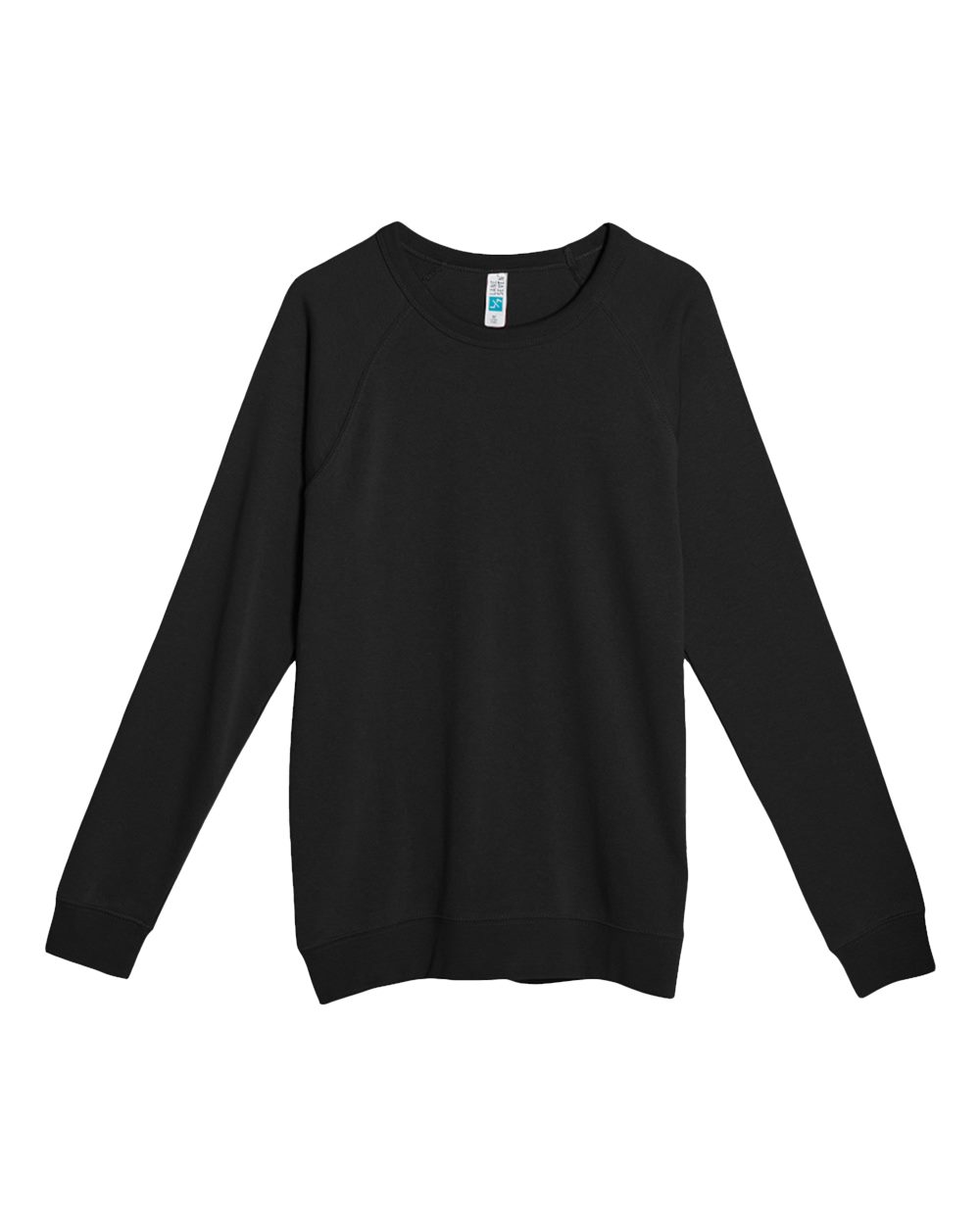 Front View of Black French Terry Crewneck Sweatshirt - LS13004