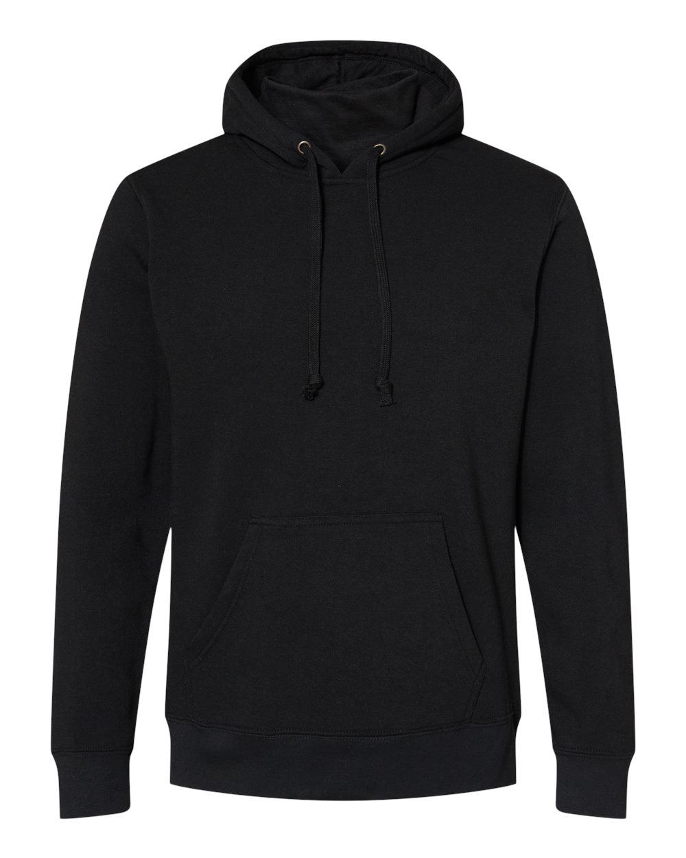 Front View of Black Gaiter Fleece Hooded Sweatshirt - 8879