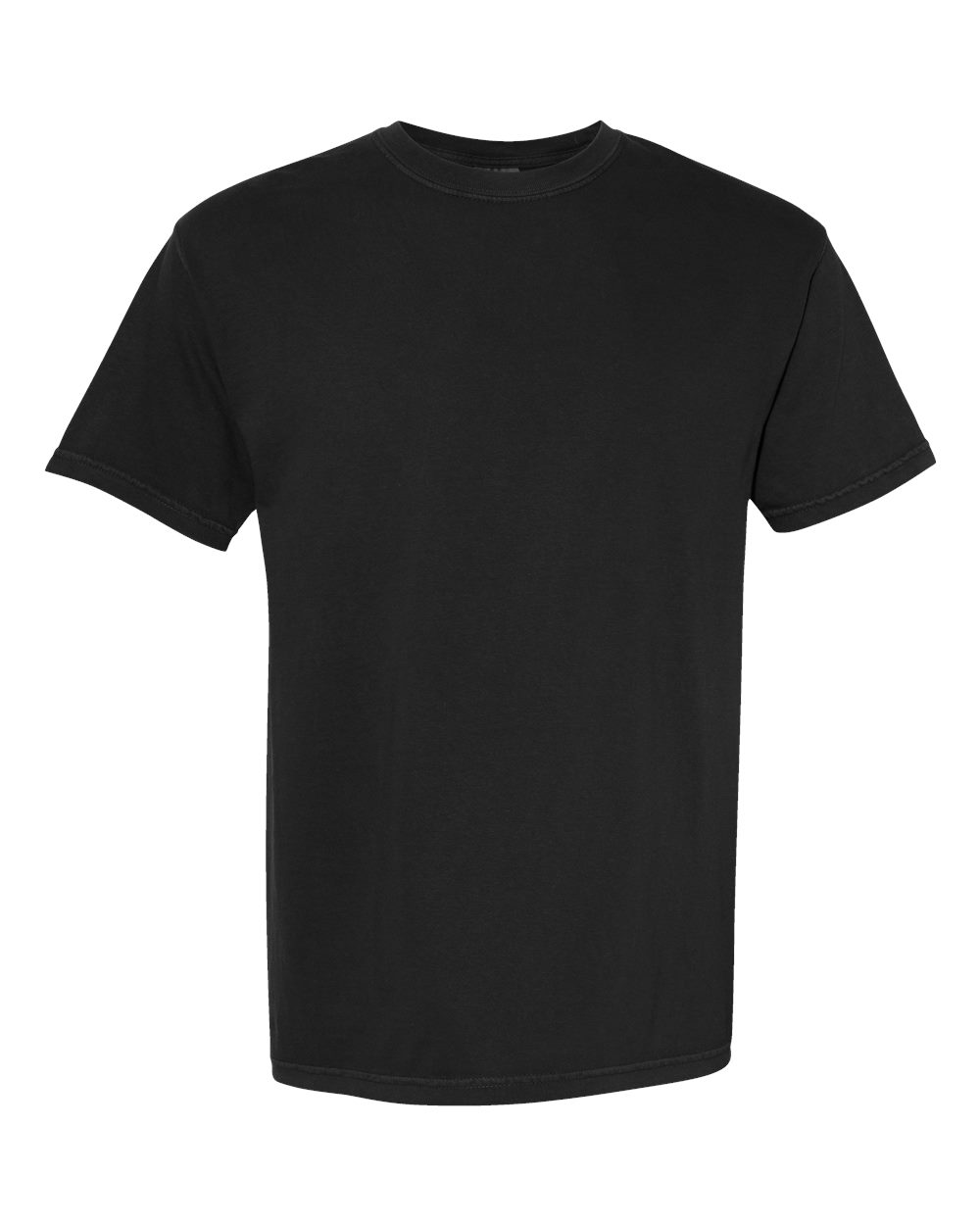 Front View of Black Garment-Dyed Heavyweight T-Shirt - 1717