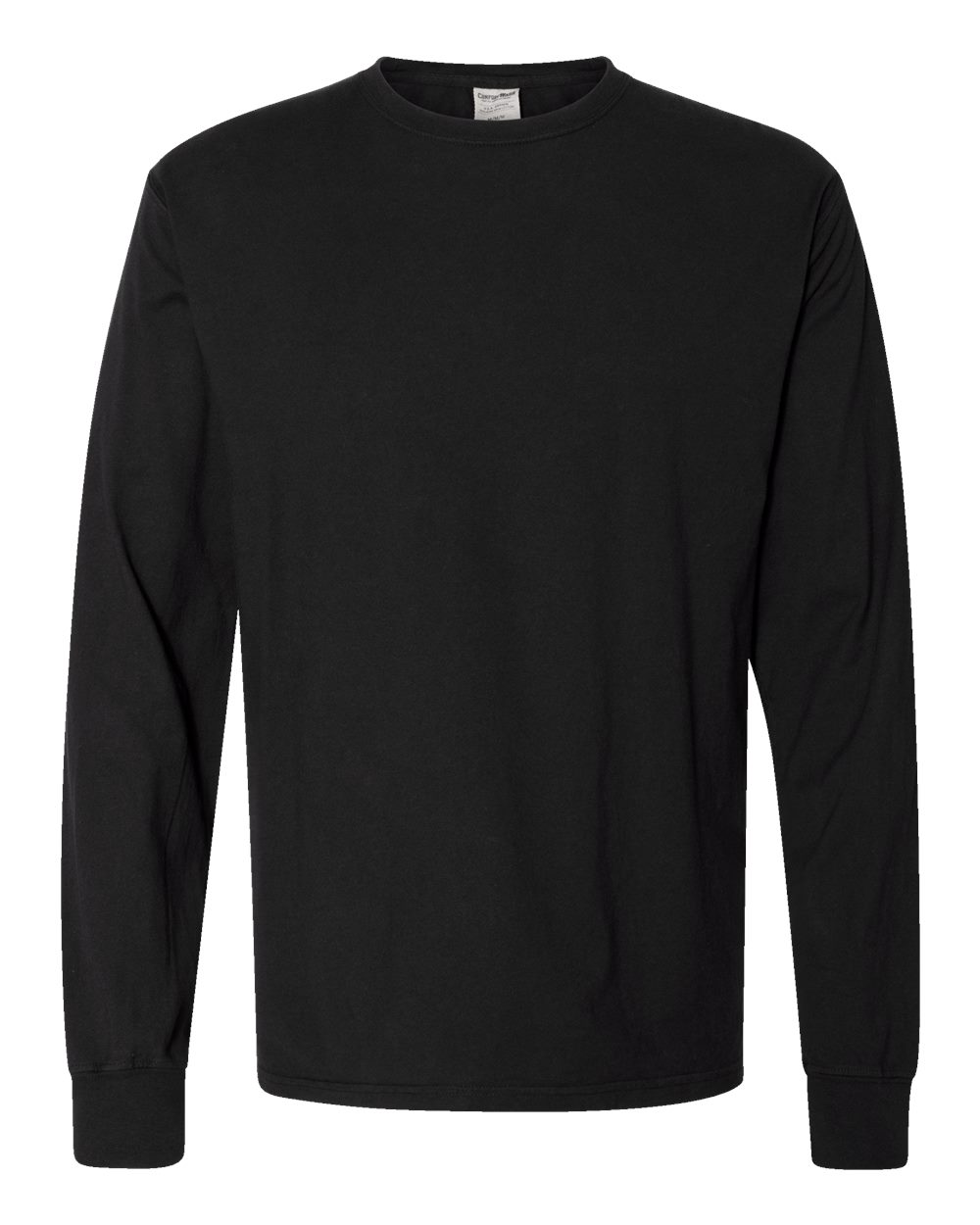 Front View of Black Garment-Dyed Long Sleeve T-Shirt - GDH200