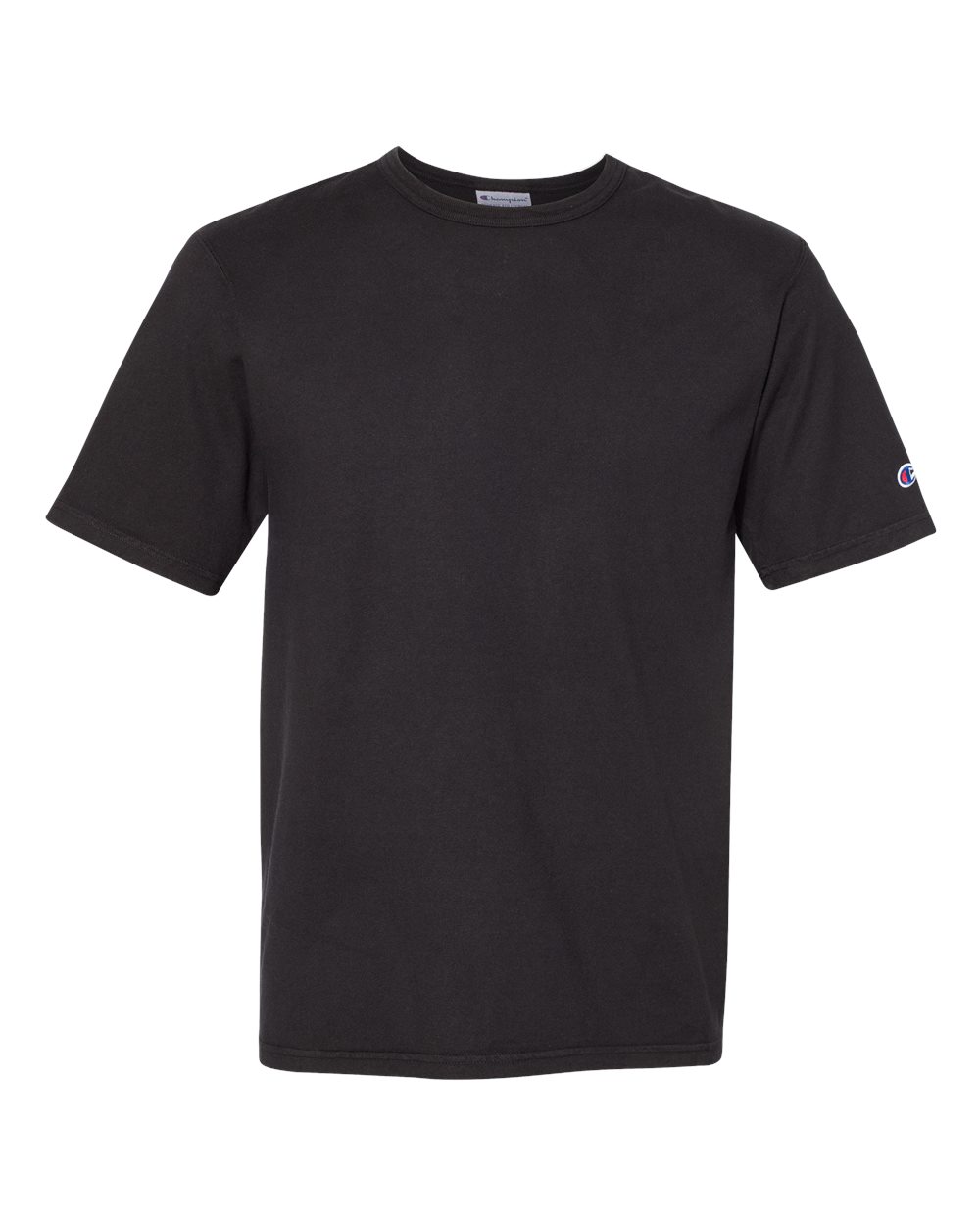 Front View of Black Garment-Dyed T-Shirt - CD100