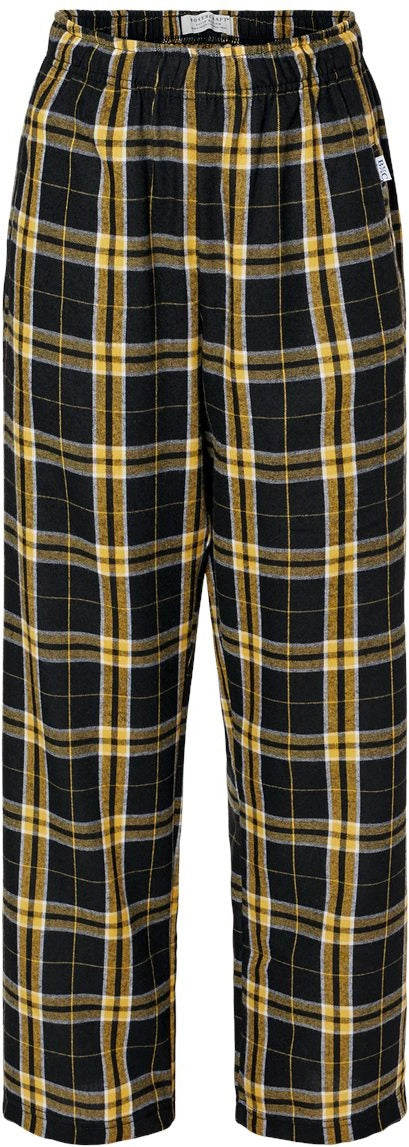 Front View of Black/ Gold Youth Flannel Pants - BY6624