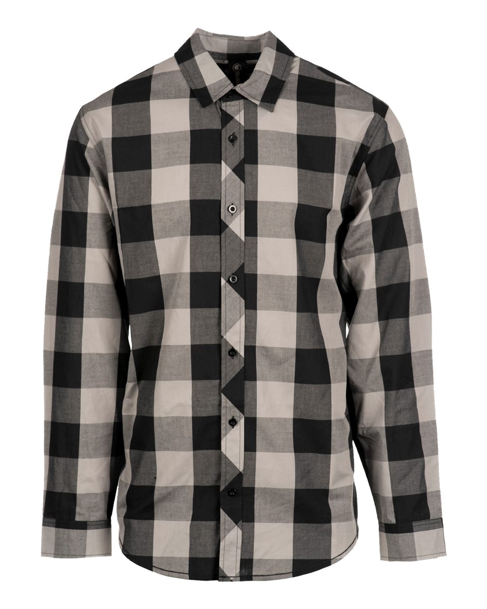 Front View of Black/ Grey Buffalo Plaid Shirt - 8203