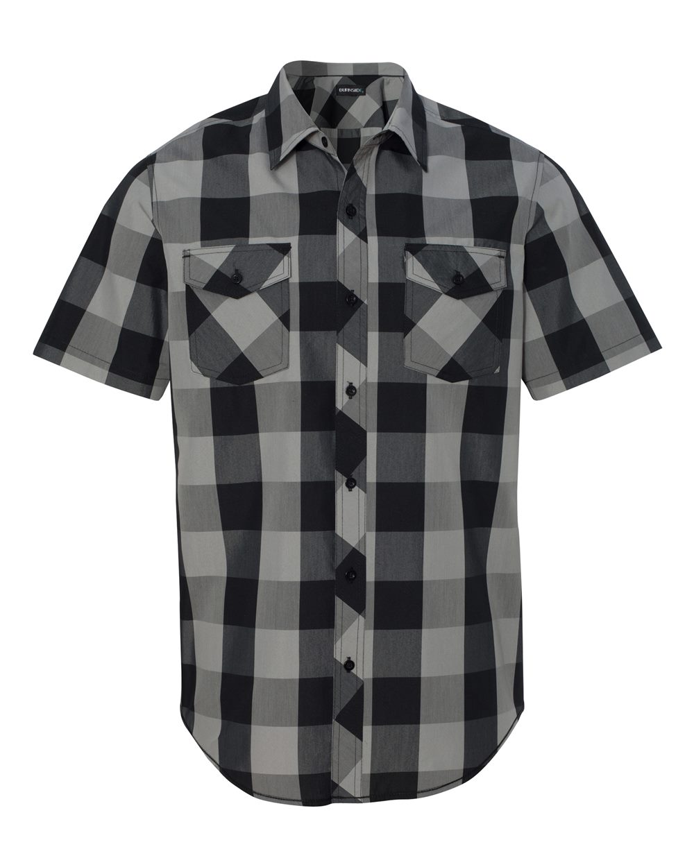 Black/ Grey Buffalo Plaid Short Sleeve Shirt - 9203