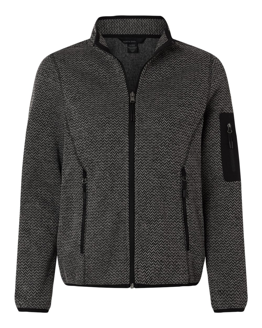 Front View of Black/ Grey Women's Jasper Full-Zip Fleece Jacket - NE730W