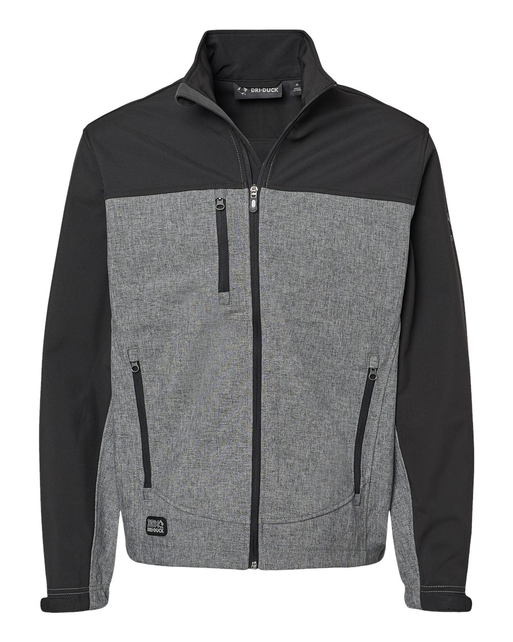Front View of Black Heather/ Black Motion Soft Shell Jacket - 5350