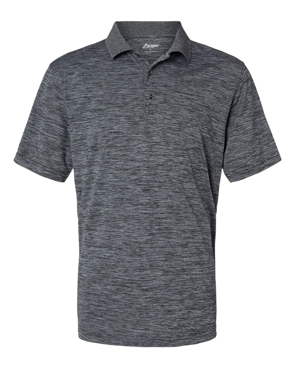 Front View of Black Heather Dakota Striated Heather Polo - 130