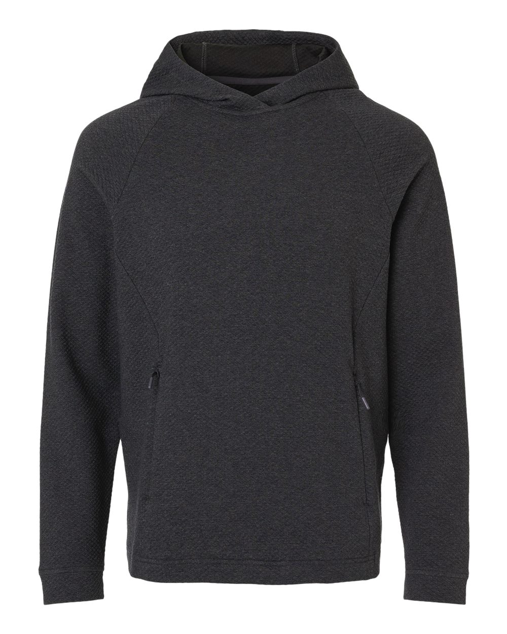 Front View of Black Heather Men&#39;s Spirit Hooded Pullover - NE729
