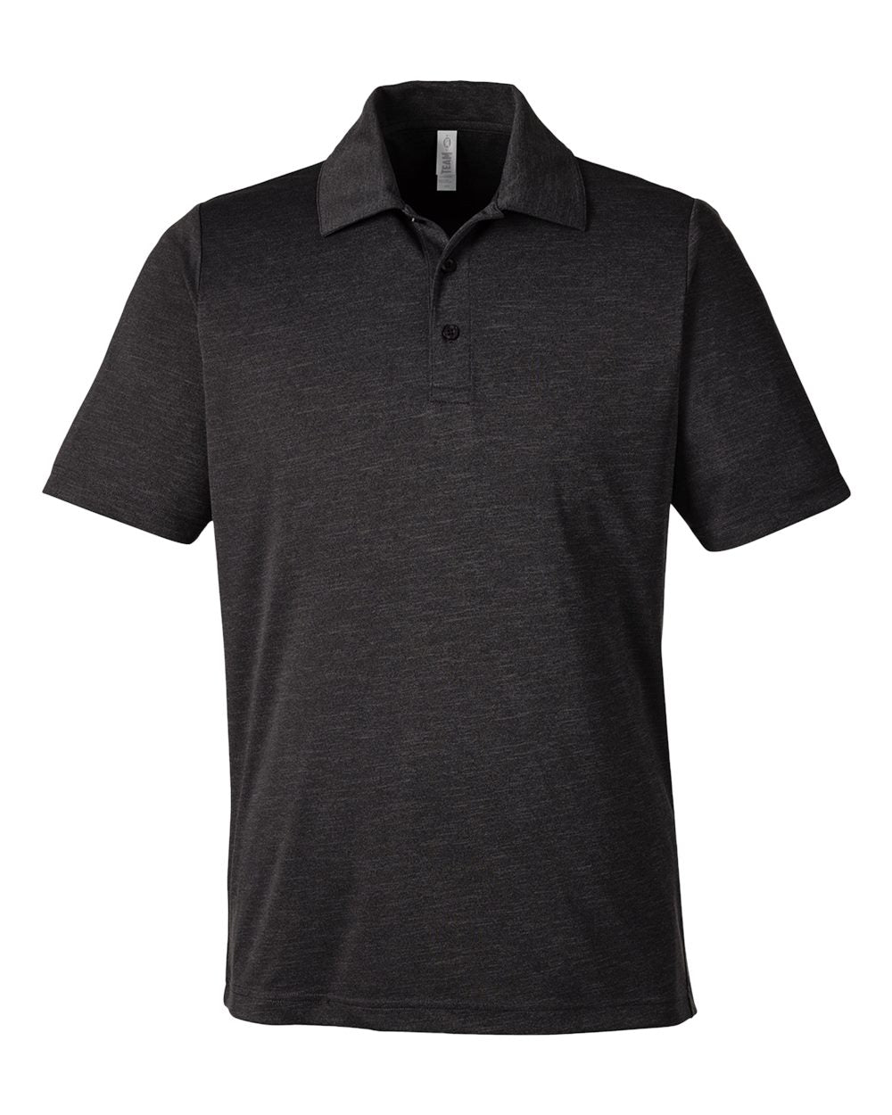 Front View of Black Heather Men's Zone Sonic Heather Performance Polo - TT51H