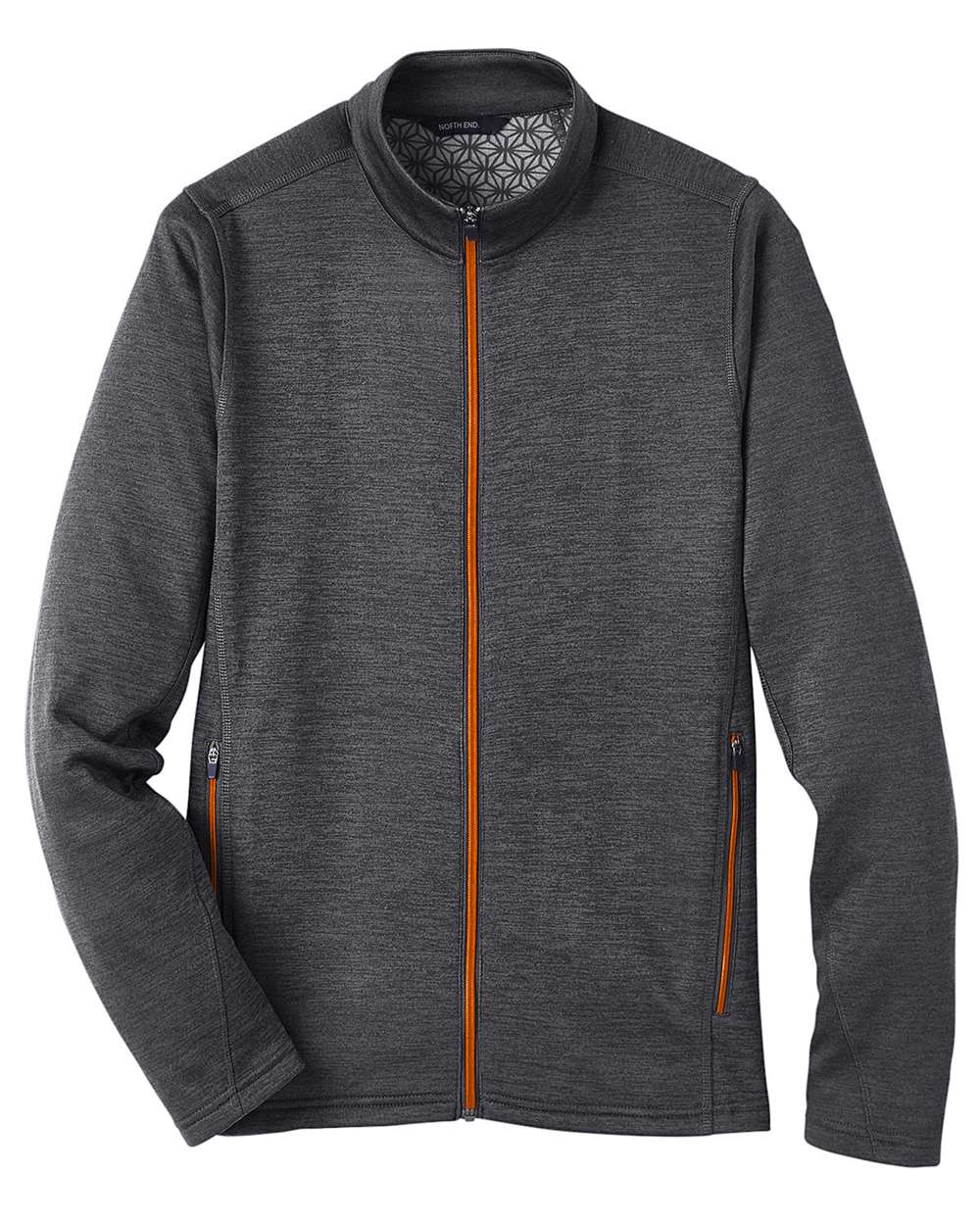 Front View of Black Heather/ Orange Soda Men's Flux 2.0 Full-Zip Jacket - NE712