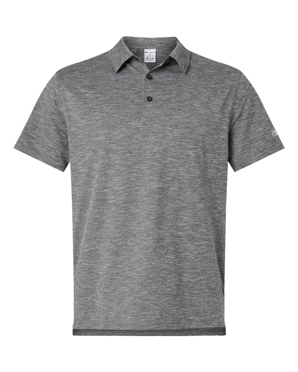 Front View of Black Heather Sport Polo - CHP115