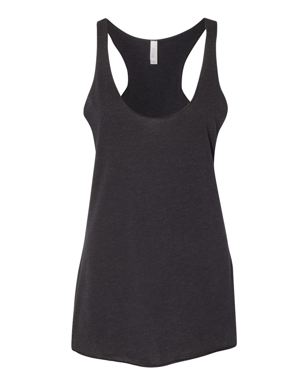 Front View of Black Heather Triblend Women's Triblend Racerback Tank - 8430