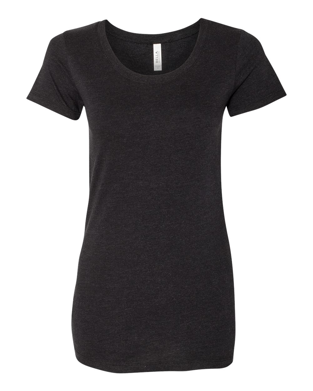 Front View of Black Heather Triblend Women's Triblend Tee - 8413