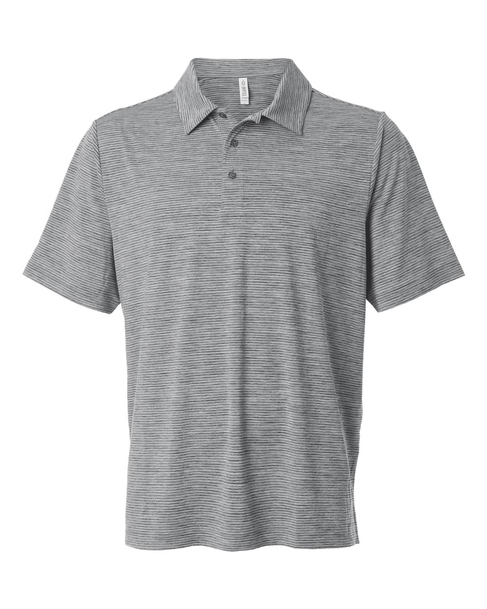 Front View of Black Heather/ White Men's Relay Heathered Stripe Polo - TT125 plain