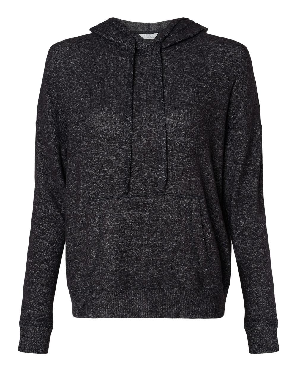 Front View of Black Heather Women's Cuddle Fleece Hooded Pullover - BW1501