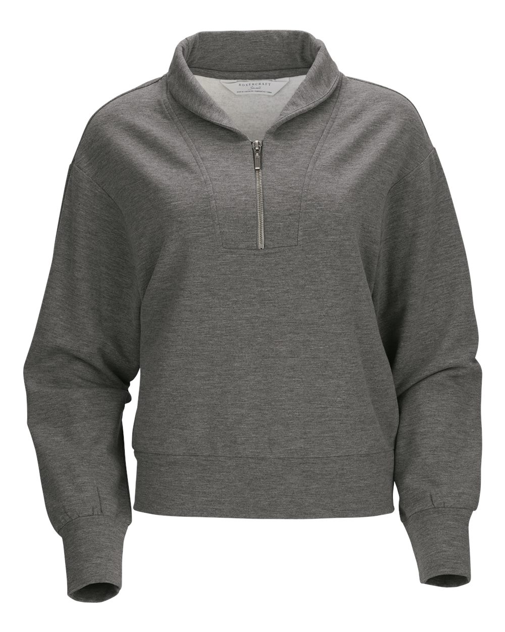 Front View of Black Heather Women&#39;s Dream Fleece 1/4 Zip Pullover - BW5205