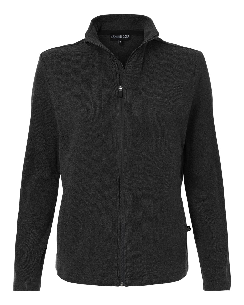 Front View of Black Heather Women's Emily Full-Zip - SWE500L plain