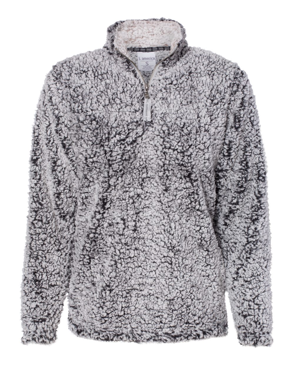 Front View of Black Heather Women’s Epic Sherpa Quarter-Zip Pullover - 8451