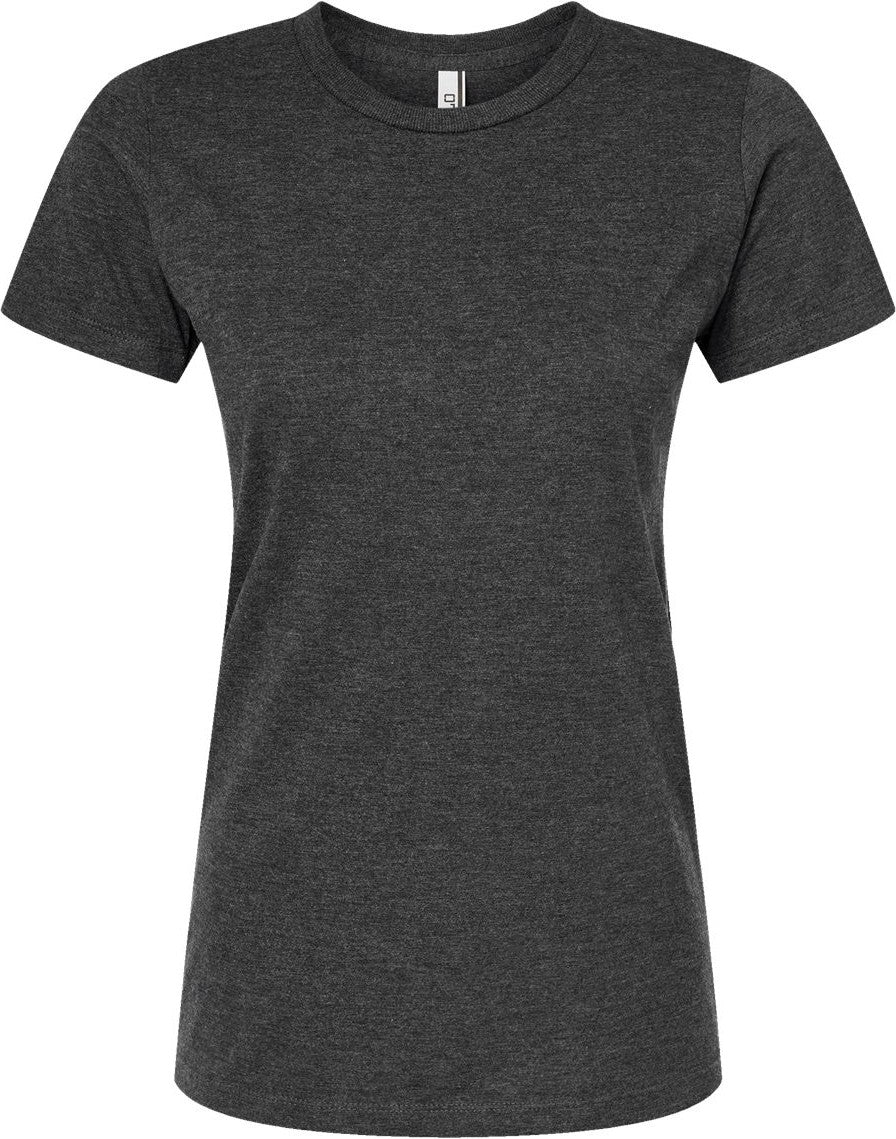 Front View of Black Heather Women's Premium Cotton Blend T-Shirt - 542