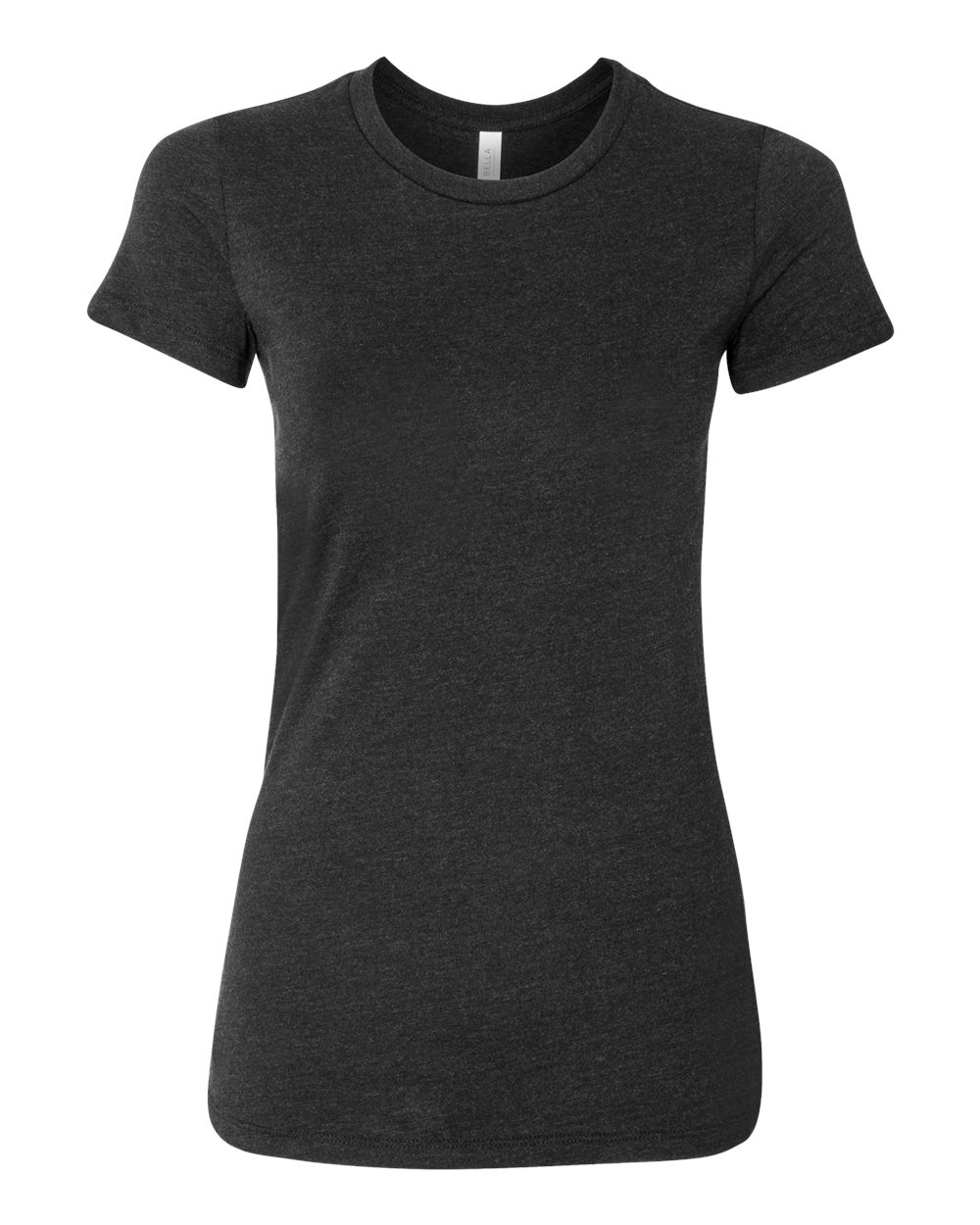 Front View of Black Heather Women's Slim Fit Tee - 6004