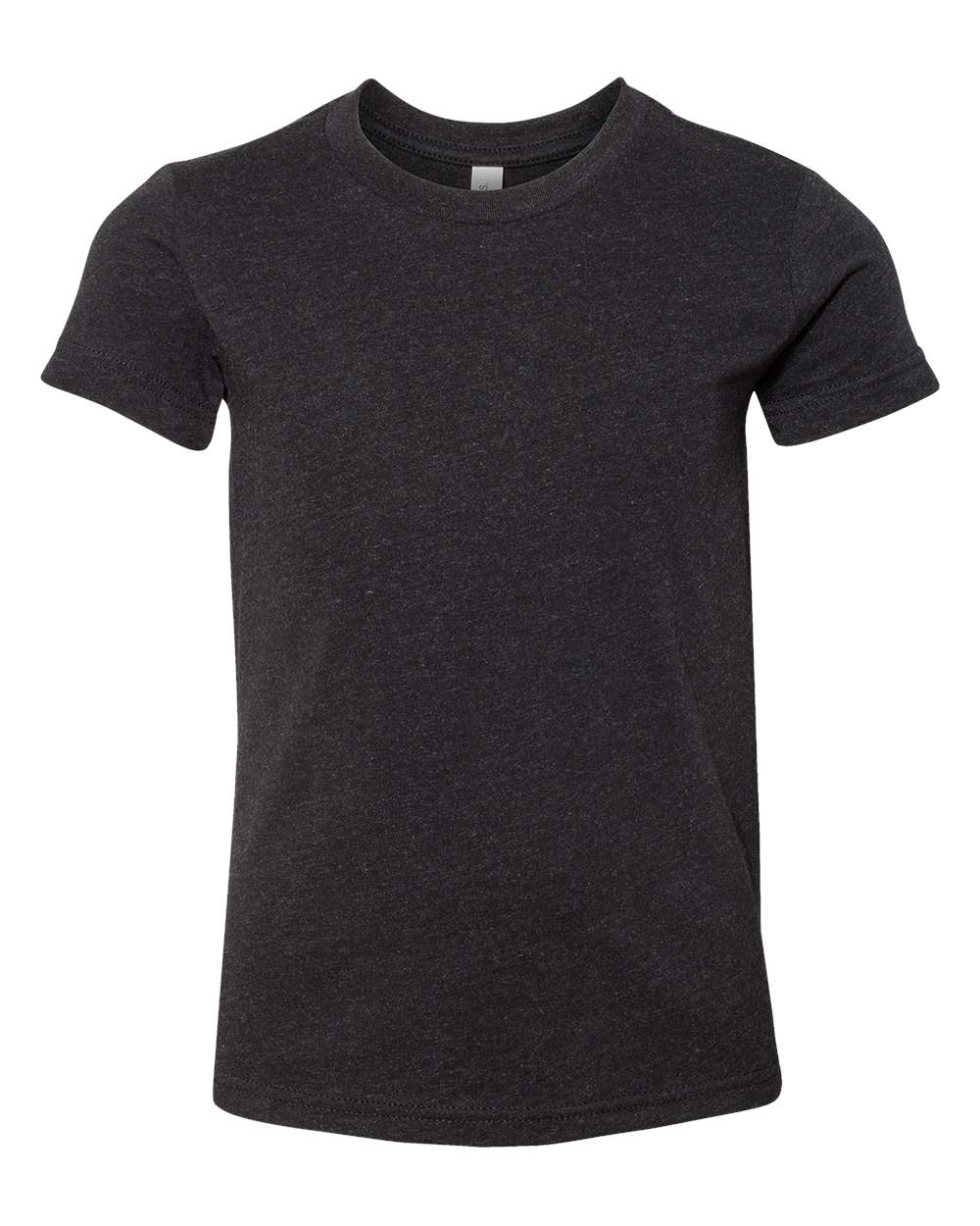 Front View of Black Heather Youth CVC Jersey Tee - 3001YCVC