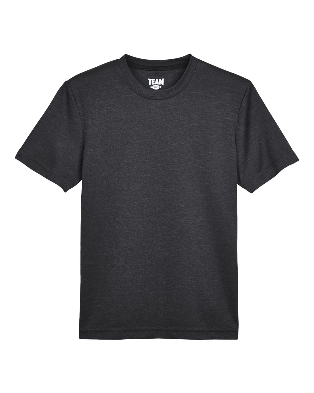 Front View of Black Heather Youth Sonic Heather Performance T-Shirt - TT11HY