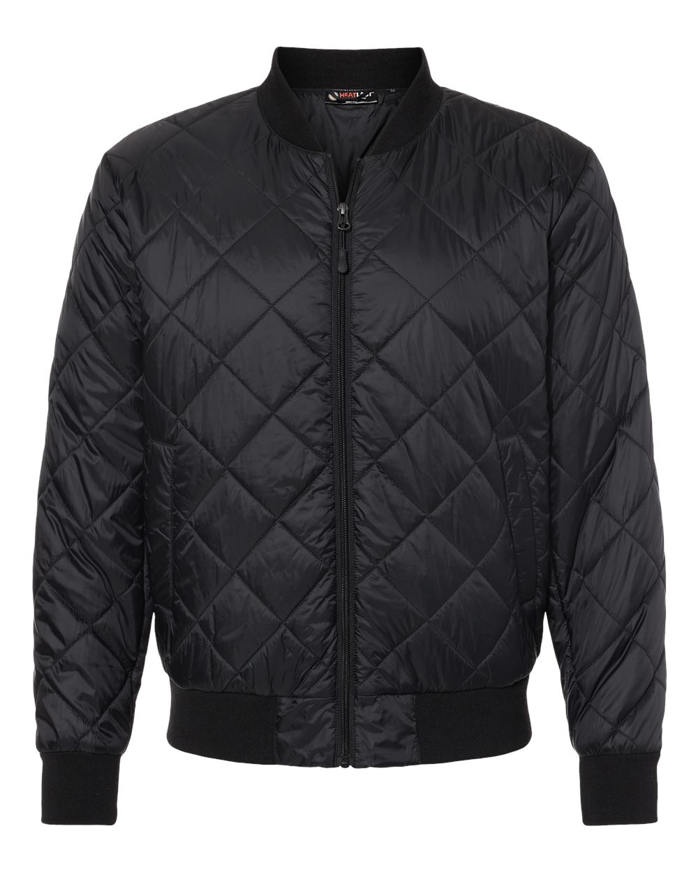 Front View of Black HeatLast™ Quilted Packable Bomber - 21752