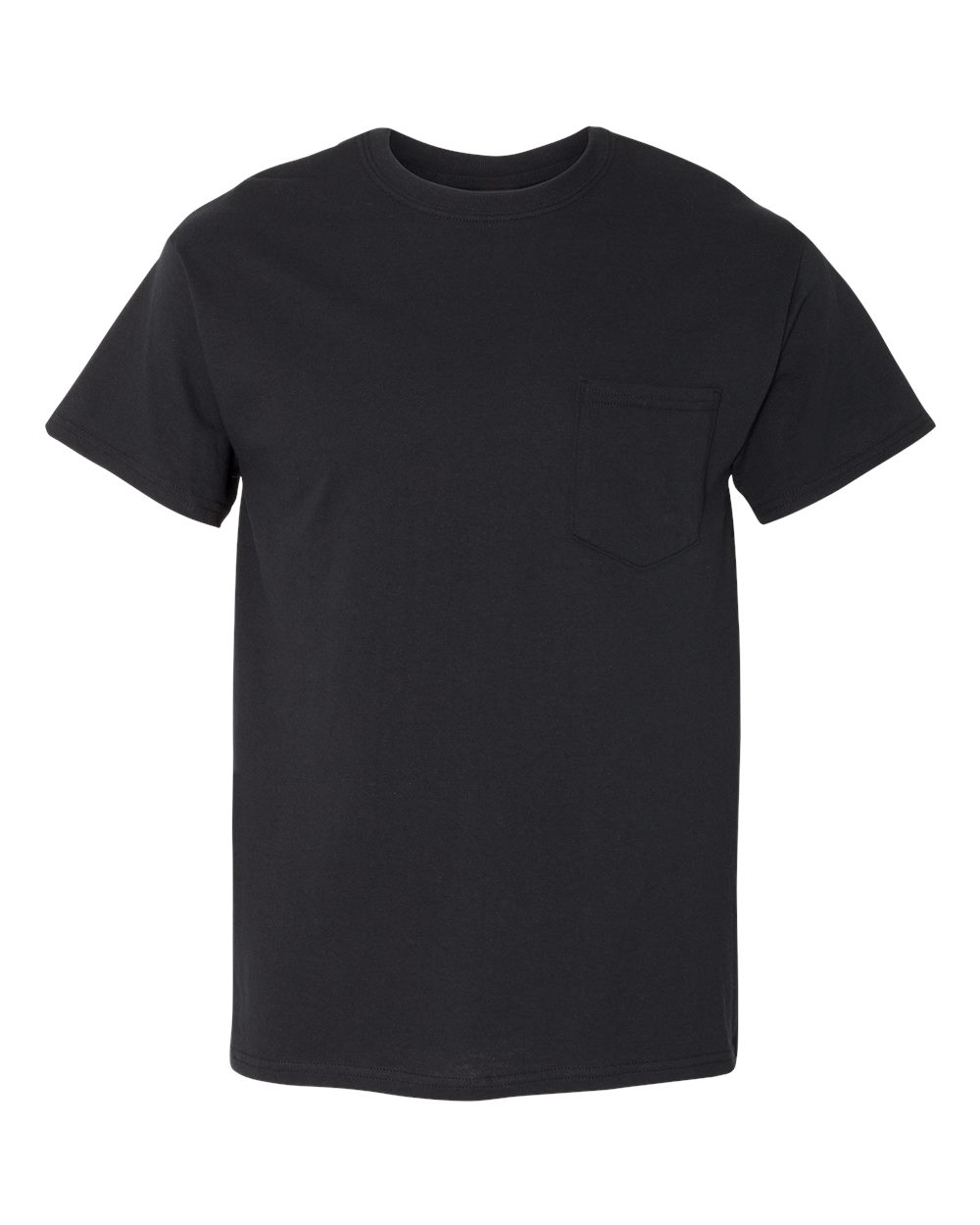 Front View of Black Heavy Cotton™ Pocket T-Shirt - 5300