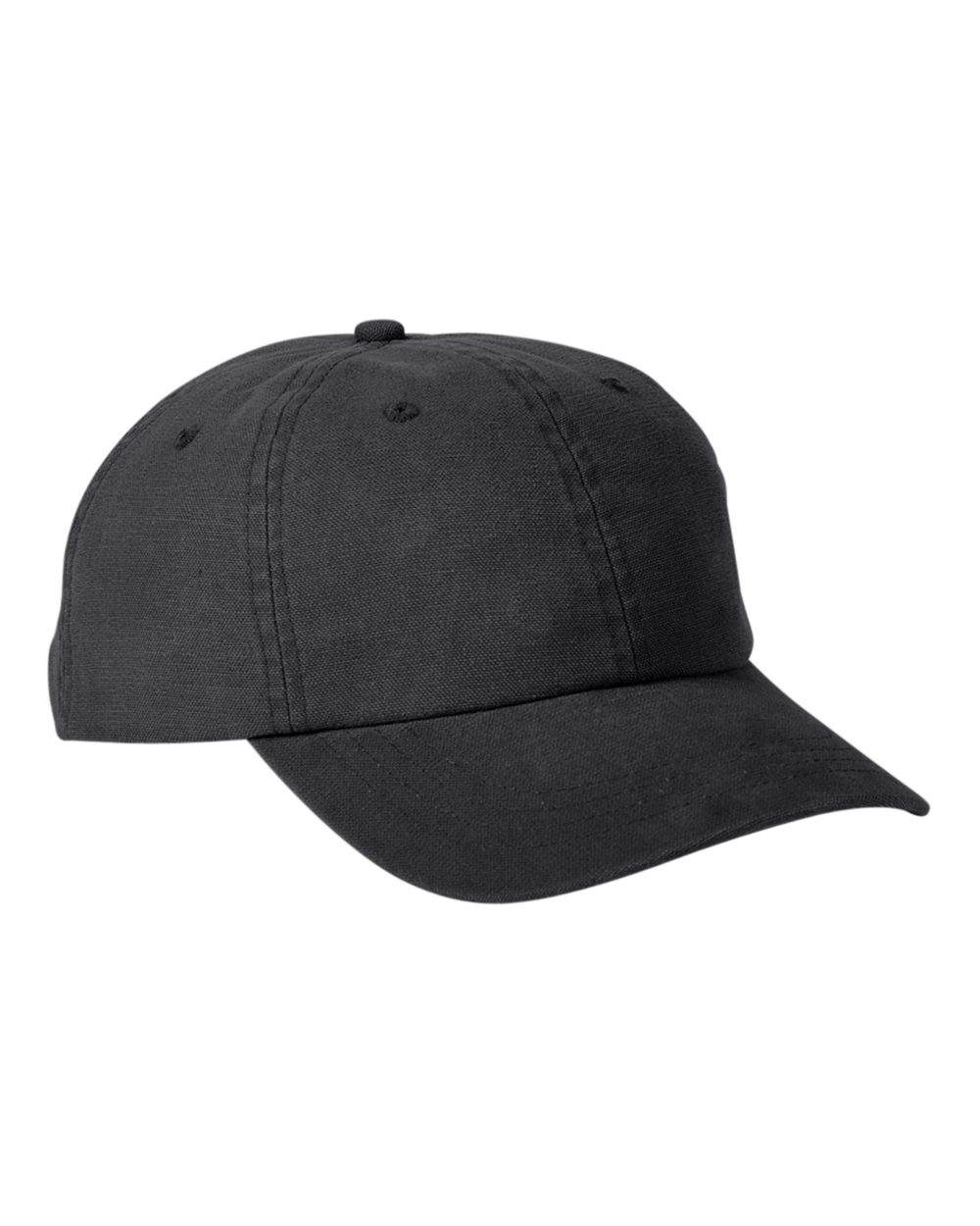 Front View of Black Heavy Washed Canvas Cap - BA610 plain